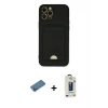 MARSİLYAN™- iPhone 12 Pro Max Kılıf Vadi Çizgi Prime - Siyah Bilvis Hayalet Cam Ekran Koruyucu + Shine Kamera Lens Koruma Cam - GD
