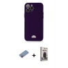 MARSİLYAN™- iPhone 12 Pro Max Kılıf Vadi Çizgi Prime - Siyah Bilvis Hayalet Cam Ekran Koruyucu + Shine Kamera Lens Koruma Cam - PE