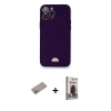 MARSİLYAN™- iPhone 12 Pro Max Kılıf Vadi Çizgi Prime - Siyah Bilvis Hayalet Cam Ekran Koruyucu + Sierra Blue Shine Kamera Lens Koruma Cam