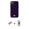 MARSİLYAN™- iPhone 12 Pro Max Kılıf Vadi Çizgi Prime - Siyah Bilvis Hayalet Cam Ekran Koruyucu + Shine Kamera Lens Koruma Cam - SABE