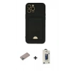 MARSİLYAN™- iPhone 12 Pro Max Kılıf Vadi Çizgi Prime - Siyah Bilvis Hayalet Cam Ekran Koruyucu + Shine Kamera Lens Koruma Cam - SABE
