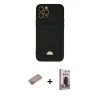 MARSİLYAN™- iPhone 12 Pro Max Kılıf Vadi Çizgi Prime - Siyah Bilvis Hayalet Cam Ekran Koruyucu + Sierra Blue Shine Kamera Lens Koruma Cam