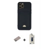 MARSİLYAN™- iPhone 12 Pro Max Kılıf Vadi Çizgi Prime - Siyah Bilvis Hayalet Cam Ekran Koruyucu + Shine Kamera Lens Koruma Cam - SABE