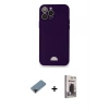 MARSİLYAN™- iPhone 12 Pro Max Kılıf Vadi Çizgi Prime - Siyah Bilvis Hayalet Cam Ekran Koruyucu + Shine Kamera Lens Koruma Cam - SH