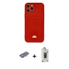 MARSİLYAN™- iPhone 12 Pro Max Kılıf Vadi Çizgi Prime - Siyah Bilvis Hayalet Cam Ekran Koruyucu + Turuncu Renkli Kamera Lens Koruma Cam