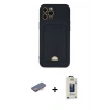 MARSİLYAN™- iPhone 12 Pro Max Kılıf Vadi Çizgi Prime - Siyah Bilvis Hayalet Cam Ekran Koruyucu + Turuncu Renkli Kamera Lens Koruma Cam