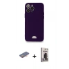 MARSİLYAN™- iPhone 12 Pro Max Kılıf Vadi Çizgi Prime - Siyah Bilvis Hayalet Cam Ekran Koruyucu + Turuncu Renkli Kamera Lens Koruma Cam