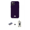 MARSİLYAN™- iPhone 12 Pro Max Kılıf Vadi Çizgi Prime - Siyah Bilvis Hayalet Cam Ekran Koruyucu + Turuncu Renkli Kamera Lens Koruma Cam