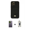 MARSİLYAN™- iPhone 12 Pro Max Kılıf Vadi Çizgi Prime - Siyah Bilvis Hayalet Cam Ekran Koruyucu + Neon Fosforlu Kamera Lens - YL