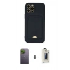 MARSİLYAN™- iPhone 12 Pro Max Kılıf Vadi Çizgi Prime - Siyah Bilvis Hayalet Cam Ekran Koruyucu + Neon Fosforlu Kamera Lens - YL
