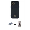 MARSİLYAN™- iPhone 12 Pro Max Kılıf Vadi Çizgi Prime - Siyah Bilvis Hayalet Cam Ekran Koruyucu + Renkli Kamera Lens Koruma Cam - YL