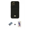 MARSİLYAN™- iPhone 12 Pro Max Kılıf Vadi Çizgi Prime - Siyah Joko 5D Cam + Metal Kamera Lens Koruma Cam - KI