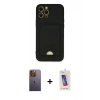 MARSİLYAN™- iPhone 12 Pro Max Kılıf Vadi Çizgi Prime - Siyah Joko 5D Cam + Sarı Neon Fosforlu Kamera Lens