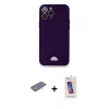 MARSİLYAN™- iPhone 12 Pro Max Kılıf Vadi Çizgi Prime - Siyah Joko 5D Cam + Sarı Renkli Kamera Lens Koruma Cam