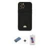 MARSİLYAN™- iPhone 12 Pro Max Kılıf Vadi Çizgi Prime - Siyah Joko 5D Cam + Shine Kamera Lens Koruma Cam - GD