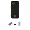 MARSİLYAN™- iPhone 12 Pro Max Kılıf Vadi Çizgi Prime - Siyah Joko Magic 5D Cam + Gold Metal Kamera Lens Koruma Cam