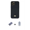 MARSİLYAN™- iPhone 12 Pro Max Kılıf Vadi Çizgi Prime - Siyah Joko Magic 5D Cam + Gold Metal Kamera Lens Koruma Cam