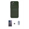 MARSİLYAN™- iPhone 12 Pro Max Kılıf Vadi Çizgi Prime - Siyah Joko Magic 5D Cam + Mavi Neon Fosforlu Kamera Lens