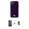 MARSİLYAN™- iPhone 12 Pro Max Kılıf Vadi Çizgi Prime - Siyah Joko Magic 5D Hayalet Cam + Mavi Neon Fosforlu Kamera Lens