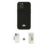 MARSİLYAN™- iPhone 12 Pro Max Kılıf Vadi Çizgi Prime - Siyah Mat Seramik Nano Ekran Koruyucu + Shine Kamera Lens - LT