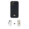 MARSİLYAN™- iPhone 12 Pro Max Kılıf Vadi Çizgi Prime - Siyah Mat Seramik Nano Ekran Koruyucu + Shine Kamera Lens - LT