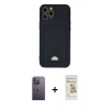MARSİLYAN™- iPhone 12 Pro Max Kılıf Vadi Çizgi Prime - Siyah Mat Seramik Nano Ekran Koruyucu + Neon Fosforlu Kamera Lens - BZ