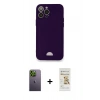 MARSİLYAN™- iPhone 12 Pro Max Kılıf Vadi Çizgi Prime - Siyah Mat Seramik Nano Ekran Koruyucu + Neon Fosforlu Kamera Lens - YL