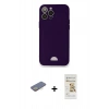 MARSİLYAN™- iPhone 12 Pro Max Kılıf Vadi Çizgi Prime - Siyah Mat Seramik Nano Ekran Koruyucu + Renkli Kamera Lens Koruma Cam - SI