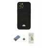 MARSİLYAN™- iPhone 12 Pro Max Kılıf Vadi Çizgi Prime - Siyah Mat Seramik Nano Ekran Koruyucu + Shine Kamera Lens Koruma Cam - SH