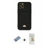 MARSİLYAN™- iPhone 12 Pro Max Kılıf Vadi Çizgi Prime - Siyah Mat Seramik Nano Ekran Koruyucu + Shine Kamera Lens Koruma Cam - GS