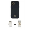 MARSİLYAN™- iPhone 12 Pro Max Kılıf Vadi Çizgi Prime - Siyah Mat Seramik Nano Ekran Koruyucu + Shine Kamera Lens - GD