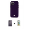 MARSİLYAN™- iPhone 12 Pro Max Kılıf Vadi Çizgi Prime - Siyah Polymer Nano Ekran Koruyucu + Neon Fosforlu Kamera Lens - BZ
