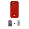 MARSİLYAN™- iPhone 12 Pro Max Kılıf Vadi Çizgi Prime - Siyah Polymer Nano Ekran Koruyucu + Neon Fosforlu Kamera Lens - BZ