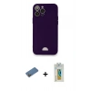 MARSİLYAN™- iPhone 12 Pro Max Kılıf Vadi Çizgi Prime - Siyah Polymer Nano Ekran Koruyucu + Shine Kamera Lens Koruma Cam - GD