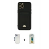 MARSİLYAN™- iPhone 12 Pro Max Kılıf Vadi Çizgi Prime - Siyah Polymer Nano Ekran Koruyucu + Shine Kamera Lens - LT
