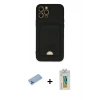 MARSİLYAN™- iPhone 12 Pro Max Kılıf Vadi Çizgi Prime - Siyah Polymer Nano Ekran Koruyucu + Shine Kamera Lens Koruma Cam - MI