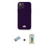 MARSİLYAN™- iPhone 12 Pro Max Kılıf Vadi Çizgi Prime - Siyah Polymer Nano Ekran Koruyucu + Shine Kamera Lens Koruma Cam - MI