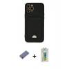 MARSİLYAN™- iPhone 12 Pro Max Kılıf Vadi Çizgi Prime - Siyah Polymer Nano Ekran Koruyucu + Metal Kamera Lens Koruma Cam - GD