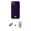 MARSİLYAN™- iPhone 12 Pro Max Kılıf Vadi Çizgi Prime - Siyah Polymer Nano Ekran Koruyucu + Metal Kamera Lens Koruma Cam - KI