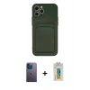 MARSİLYAN™- iPhone 12 Pro Max Kılıf Vadi Çizgi Prime - Siyah Polymer Nano Ekran Koruyucu + Neon Fosforlu Kamera Lens - MI