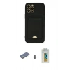 MARSİLYAN™- iPhone 12 Pro Max Kılıf Vadi Çizgi Prime - Siyah Polymer Nano Ekran Koruyucu + Renkli Kamera Lens Koruma Cam - YL