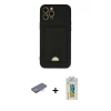 MARSİLYAN™- iPhone 12 Pro Max Kılıf Vadi Çizgi Prime - Siyah Polymer Nano Ekran Koruyucu + Renkli Kamera Lens Koruma Cam - TU
