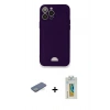 MARSİLYAN™- iPhone 12 Pro Max Kılıf Vadi Çizgi Prime - Siyah Polymer Nano Ekran Koruyucu + Renkli Kamera Lens Koruma Cam - YL