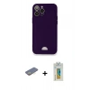 MARSİLYAN™- iPhone 12 Pro Max Kılıf Vadi Çizgi Prime - Siyah Polymer Nano Ekran Koruyucu + Renkli Kamera Lens Koruma Cam - SI
