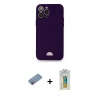 MARSİLYAN™- iPhone 12 Pro Max Kılıf Vadi Çizgi Prime - Siyah Polymer Nano Ekran Koruyucu + Shine Kamera Lens Koruma Cam - PE