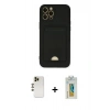 MARSİLYAN™- iPhone 12 Pro Max Kılıf Vadi Çizgi Prime - Siyah Polymer Nano Ekran Koruyucu + Shine Kamera Lens - GD