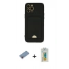 MARSİLYAN™- iPhone 12 Pro Max Kılıf Vadi Çizgi Prime - Siyah Polymer Nano Ekran Koruyucu + Shine Kamera Lens Koruma Cam - PE