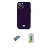 MARSİLYAN™- iPhone 12 Pro Max Kılıf Vadi Çizgi Prime - Siyah Polymer Nano Ekran Koruyucu + Shine Kamera Lens Koruma Cam - SH