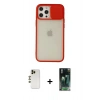 MARSİLYAN™- iPhone 12 Pro Max Kılıf Vadi Çizgi - Şeffaf 360 Full Body Arka Koruyucu + Gold Shine Kamera Lens