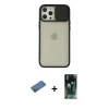 MARSİLYAN™- iPhone 12 Pro Max Kılıf Vadi Çizgi - Şeffaf 360 Full Body Arka Koruyucu + Shine Kamera Lens Koruma Cam - GD
